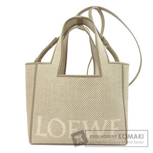 Loewe Font Tote Handbag Raffia Jacquard Canvas